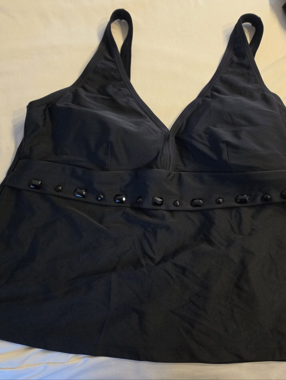 Sonoma Black V-Neck Embellished Tankini Top